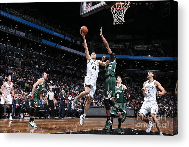 Nba Pro Basketball Acrylic Print featuring the photograph Milwaukee Bucks V Brooklyn Nets by Nathaniel S. Butler