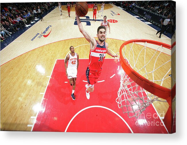 Tomas Satoransky Acrylic Print featuring the photograph New York Knicks V Washington Wizards #4 by Ned Dishman