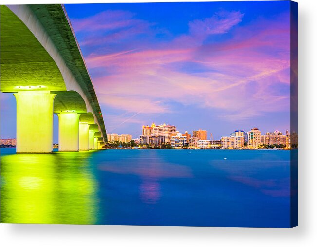 Landscape Acrylic Print featuring the photograph Sarasota, Florida, Usa Skyline #4 by Sean Pavone