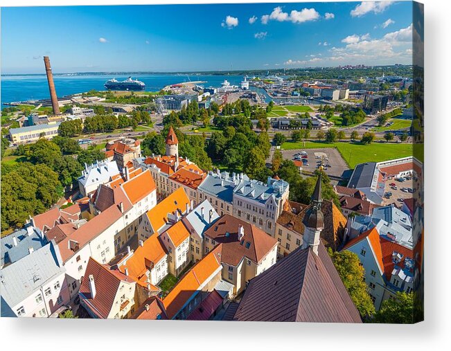 Landscape Acrylic Print featuring the photograph Tallinn, Estonia Historic Skyline #4 by Sean Pavone