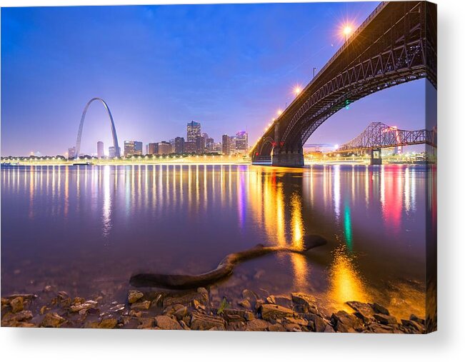 Landscape Acrylic Print featuring the photograph St. Louis, Missouri, Usa Downtown #43 by Sean Pavone