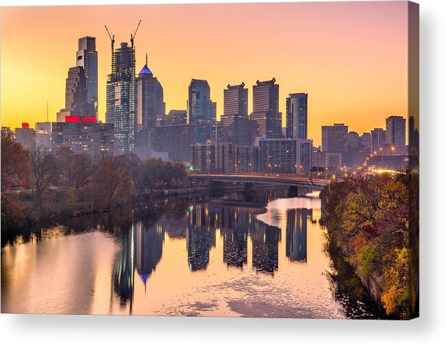 Cityscape Acrylic Print featuring the photograph Philadelphia, Pennsylvania, Usa #5 by Sean Pavone