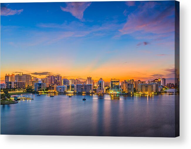 Landscape Acrylic Print featuring the photograph Sarasota, Florida, Usa Downtown Skyline #5 by Sean Pavone