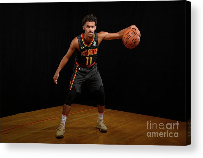 Trae Young Acrylic Print featuring the photograph 2018 Nba Rookie Photo Shoot #53 by Brian Babineau