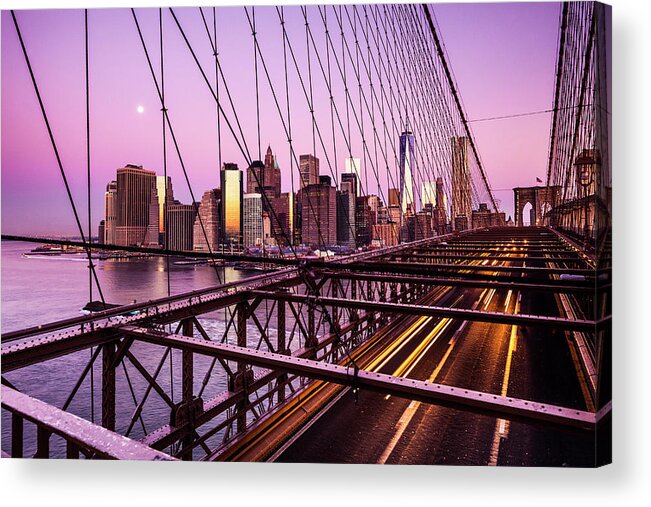 Estock Acrylic Print featuring the digital art New York City, Brooklyn Bridge #6 by Antonino Bartuccio