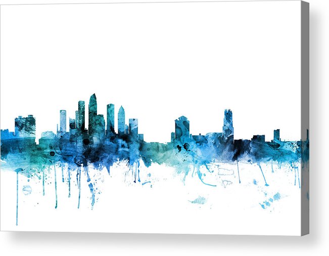 Tampa Acrylic Print featuring the digital art Tampa Florida Skyline #6 by Michael Tompsett