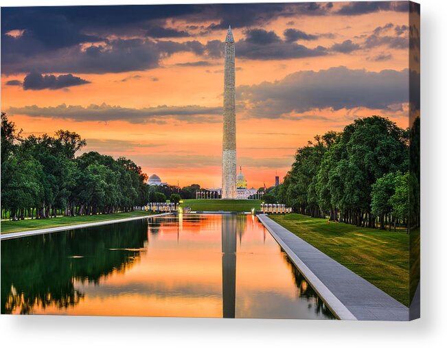 Scenic Acrylic Print featuring the photograph Washington Monument On The Reflecting #6 by Sean Pavone