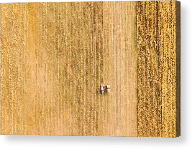 Landscapeaerial Acrylic Print featuring the photograph Aerial View Of Rural Landscape. Combine #7 by Ryhor Bruyeu