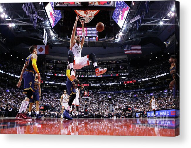 Jonas Valanciunas Acrylic Print featuring the photograph Cleveland Cavaliers V Toronto Raptors - #7 by Mark Blinch