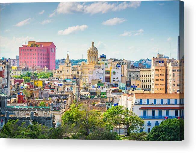 Landscape Acrylic Print featuring the photograph Havana, Cuba Downtown Skyline #7 by Sean Pavone