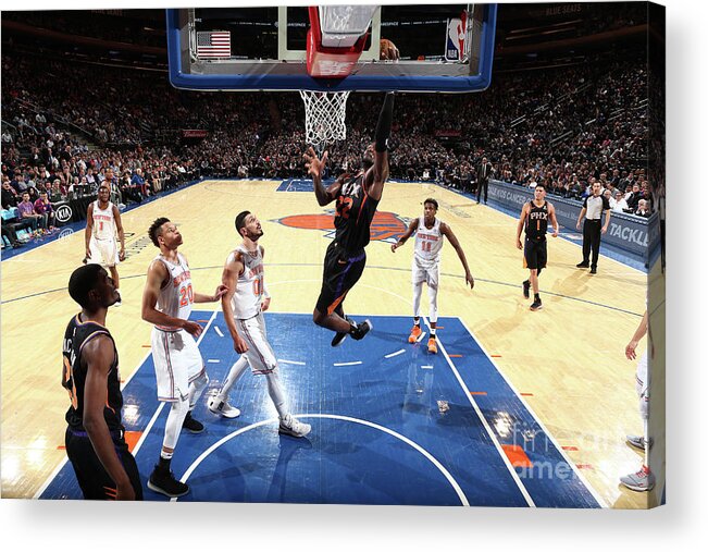 Deandre Ayton Acrylic Print featuring the photograph Phoenix Suns V New York Knicks by Nathaniel S. Butler