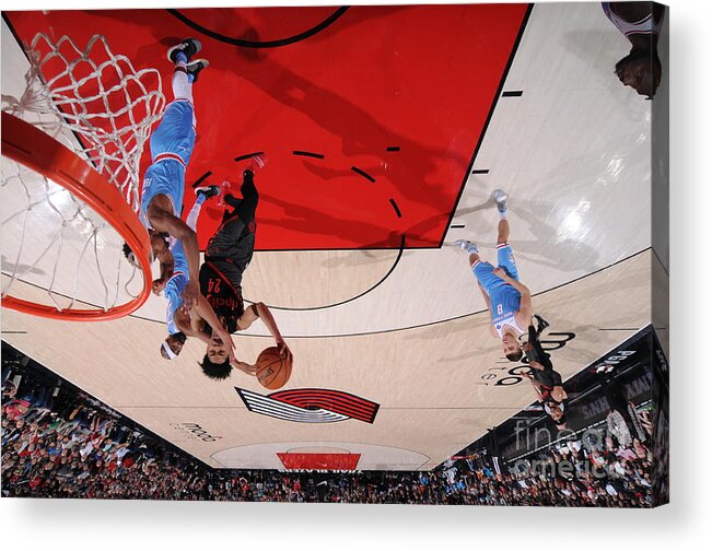 Nba Pro Basketball Acrylic Print featuring the photograph Sacramento Kings V Portland Trail by Sam Forencich