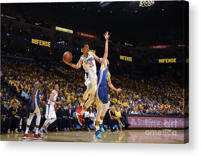 Landry Shamet Acrylic Print featuring the photograph La Clippers V Golden State Warriors - by Noah Graham