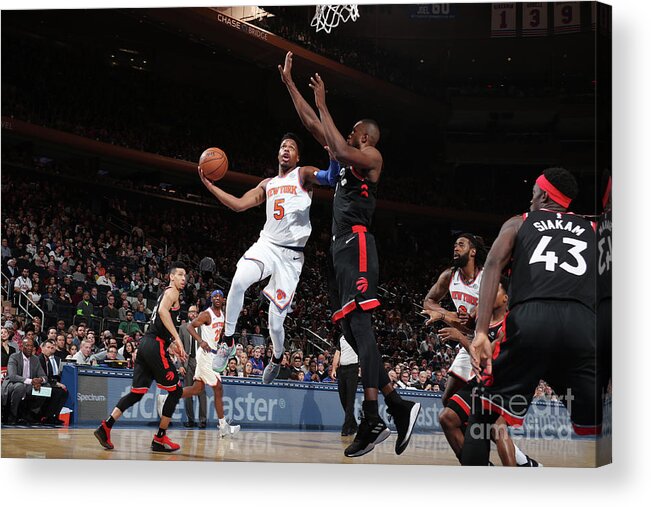 Nba Pro Basketball Acrylic Print featuring the photograph Toronto Raptors V New York Knicks by Nathaniel S. Butler