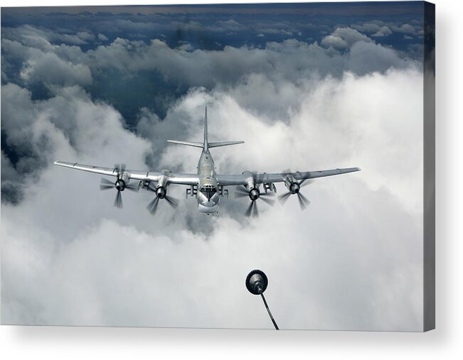 Horizontal Acrylic Print featuring the photograph Tu-95ms Strategic Bomber Of The Russian #9 by Artyom Anikeev