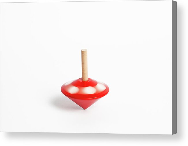 White Background Acrylic Print featuring the photograph A Childs Spinning Wooden Top by Diane Macdonald