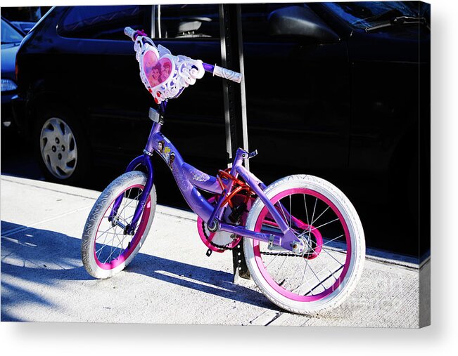 Charming Acrylic Print featuring the photograph A Little Girl's Bicycle by Steve Ember