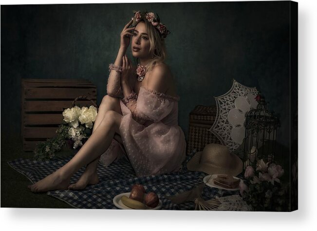Female Acrylic Print featuring the photograph A Picnic For Onefor by Karen Smalley
