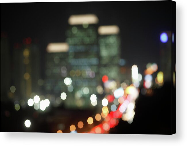 Scenics Acrylic Print featuring the photograph A Soft Focus View Of Jakarta At Night by Marc Volk