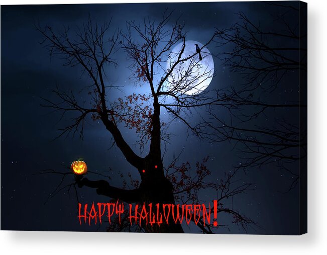 Halloween Acrylic Print featuring the digital art A Spooky Halloween Greeting by Mark Andrew Thomas