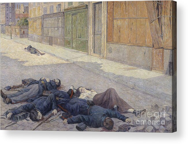 Oil Painting Acrylic Print featuring the drawing A Street In Paris In May 1871 by Heritage Images