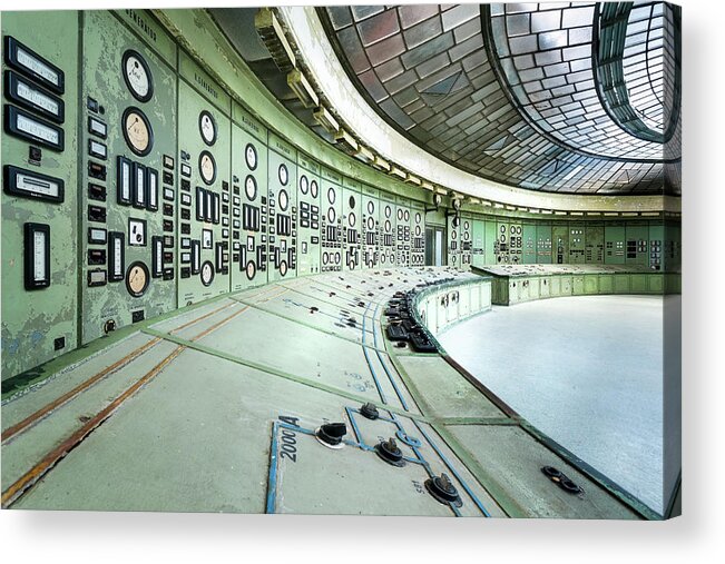 Urban Acrylic Print featuring the photograph Abandoned Art Deco Control Room by Roman Robroek