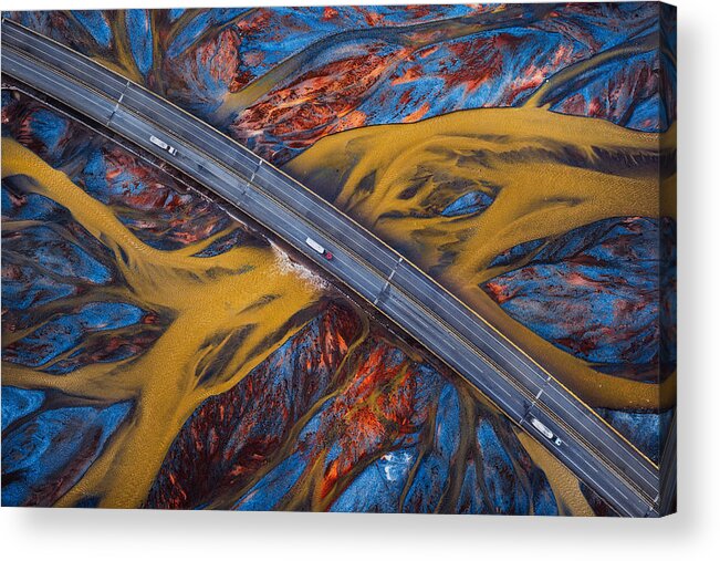 Aerial Acrylic Print featuring the photograph Above The Colorful River by ??tianqi