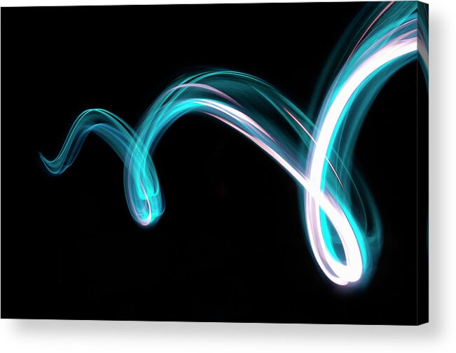 Black Background Acrylic Print featuring the photograph Abstract Blue Light by John Rensten