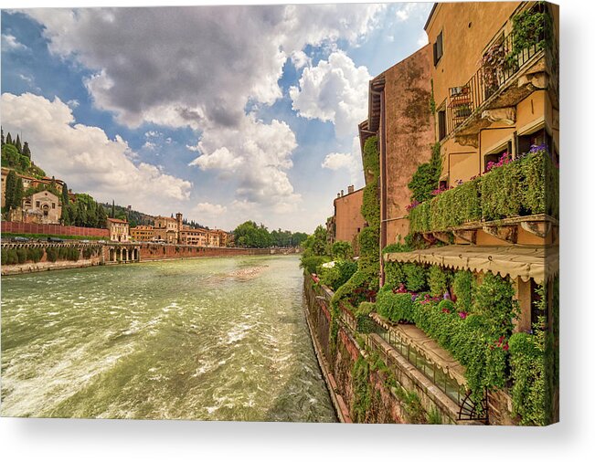Adige Acrylic Print featuring the photograph Adige river in Verona by Vivida Photo PC