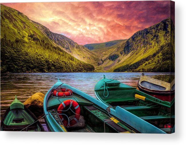 Boats Acrylic Print featuring the photograph Admiring the Beauty of Early Autumn by Debra and Dave Vanderlaan