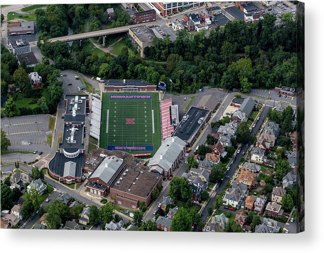 Morgantown Acrylic Print featuring the photograph Aerial of MHS football field by Dan Friend
