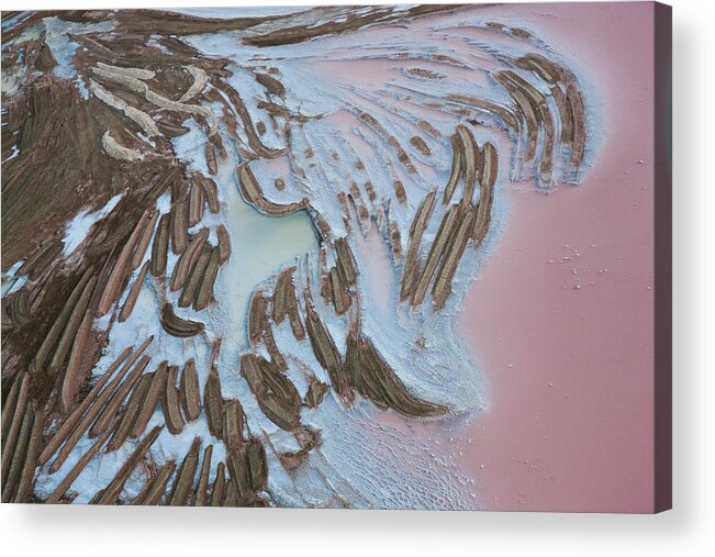 Extreme Terrain Acrylic Print featuring the photograph Aerial View Of Salt Works Namibia by Peter Adams