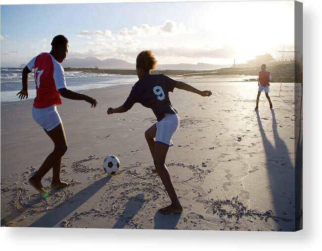 Shadow Acrylic Print featuring the photograph African Children Playing Football by Alistair Berg