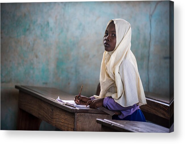 African Acrylic Print featuring the photograph African School Girl by Anca Dumitrache