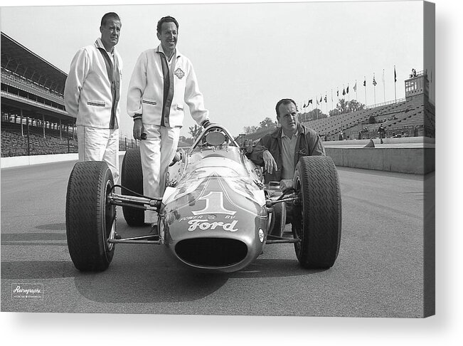 Aj Foyt Acrylic Print featuring the photograph AJ Foyt and Crew Indy 1965 by Retrographs