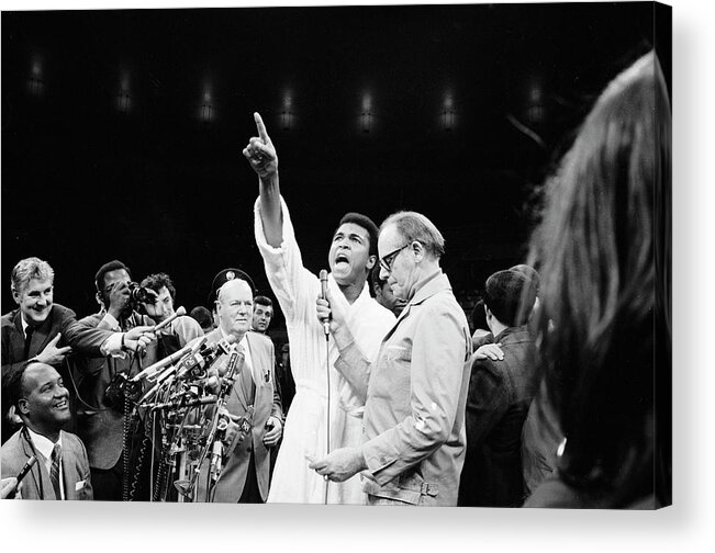 07/27/05 Acrylic Print featuring the photograph Ali Talks To The Press by John Shearer
