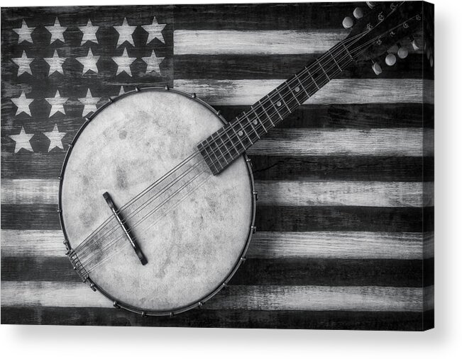 American Acrylic Print featuring the photograph American Banjo Black And White by Garry Gay
