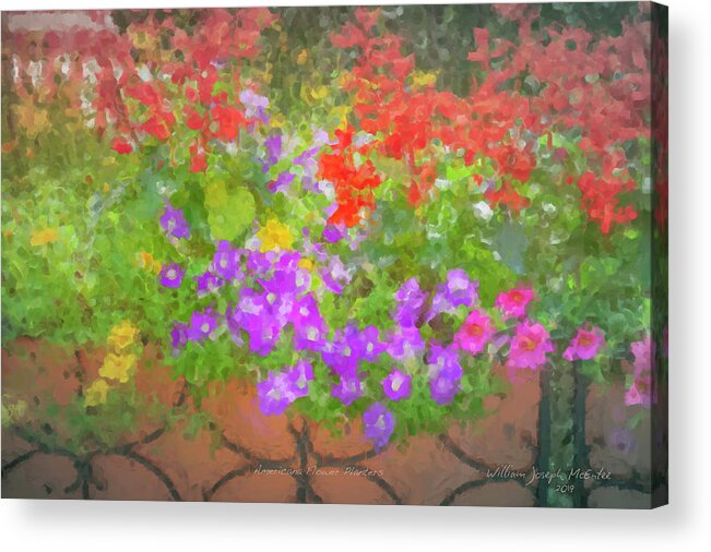 Americana Acrylic Print featuring the painting Americana Flower Planters by Bill McEntee