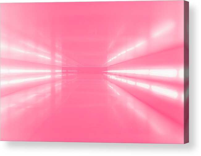 Shadow Acrylic Print featuring the photograph An Abstract Corridor In Pink Tones by Ralf Hiemisch