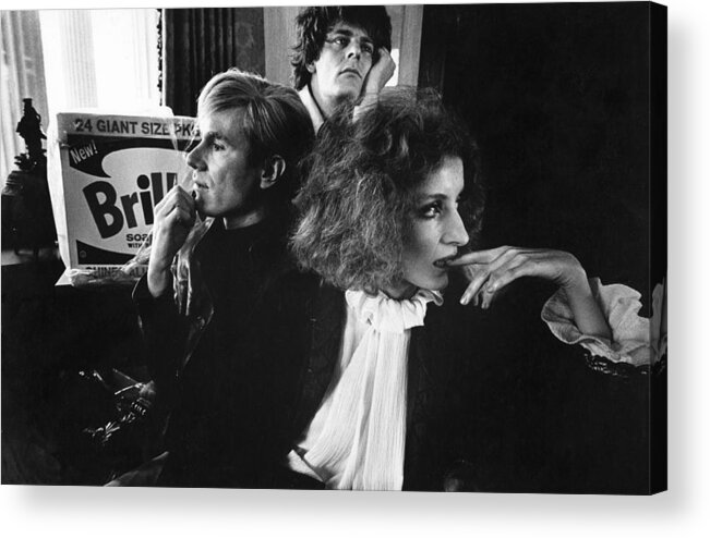 Actress Acrylic Print featuring the photograph Andy Warhol, Paul Morrisey, And Viva by Donald Getsug