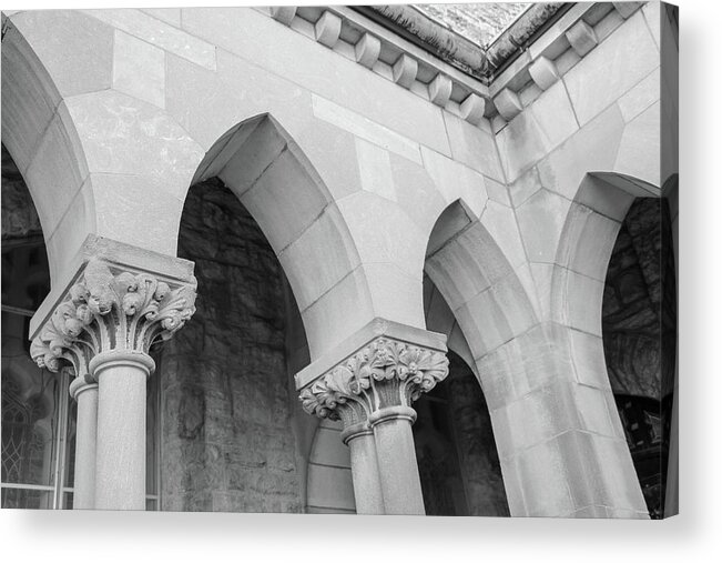 Building Acrylic Print featuring the photograph Archways Grayscale by Mary Anne Delgado