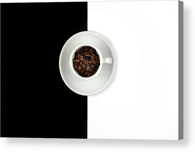 Still-life Acrylic Print featuring the photograph Aromatic Coffee beans on the pot by Michalakis Ppalis