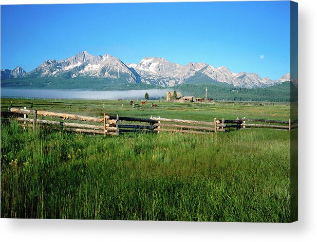 Horse Acrylic Print featuring the photograph Arrow A Ranch And Sawtooth Mountains by Holger Leue