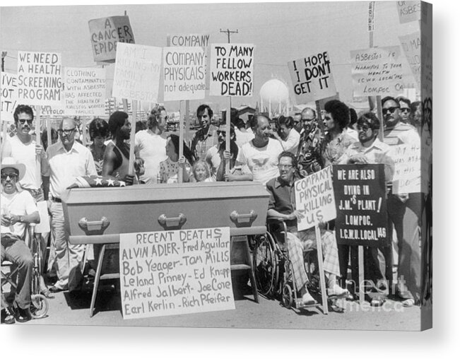 Mid Adult Women Acrylic Print featuring the photograph Asbestos Workers Protesting by Bettmann