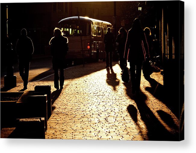 Street Acrylic Print featuring the photograph At the bus stop by Tatiana Travelways