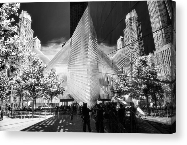 Reflections Acrylic Print featuring the photograph At the World Trade Center - A New York Impression by Steve Ember