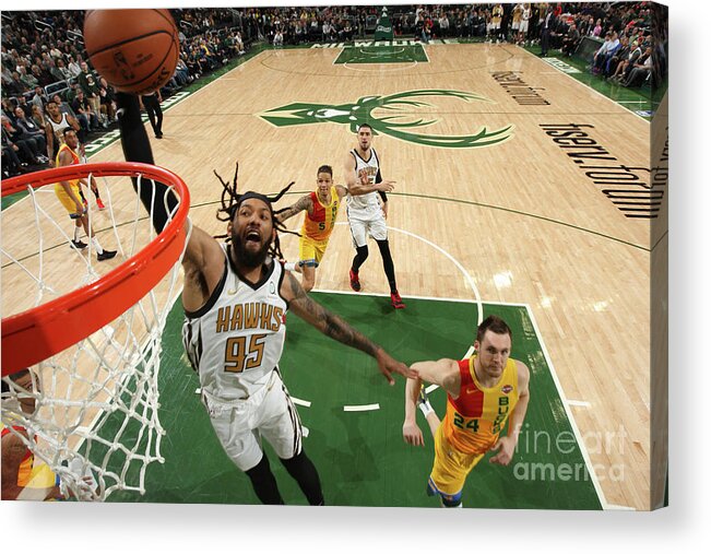 Nba Pro Basketball Acrylic Print featuring the photograph Atlanta Hawks V Milwaukee Bucks by Gary Dineen