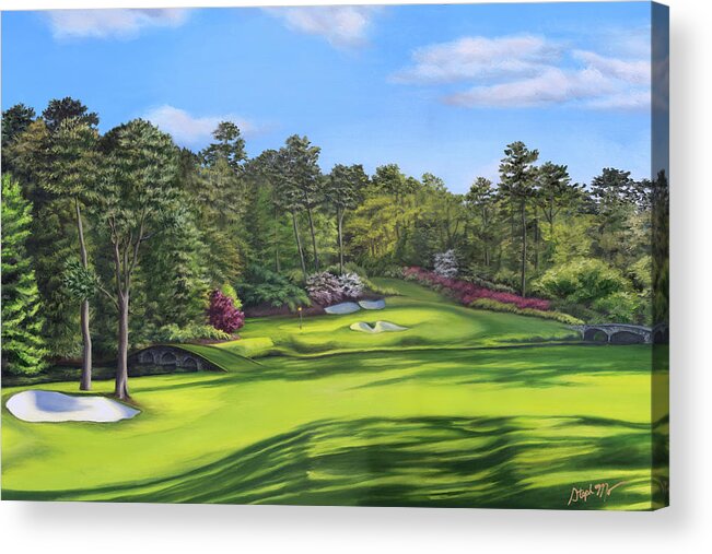 Championship Golf Acrylic Print featuring the painting The 12th by Steph Moraca