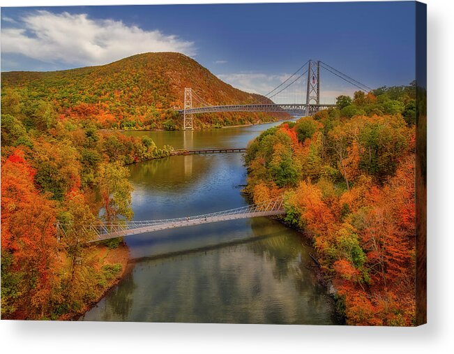 Bear Mountain Acrylic Print featuring the photograph Autumn At Bear Mountain Bridge by Susan Candelario
