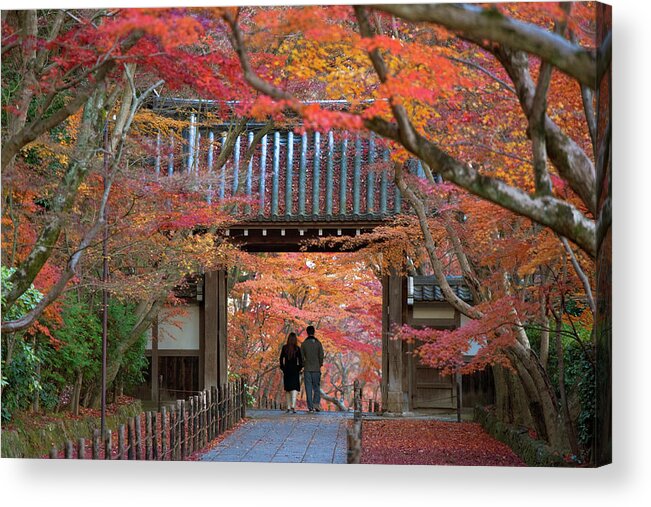 Young Men Acrylic Print featuring the photograph Autumn At Komyoji Temple In Kyoto, Japan by B. Tanaka